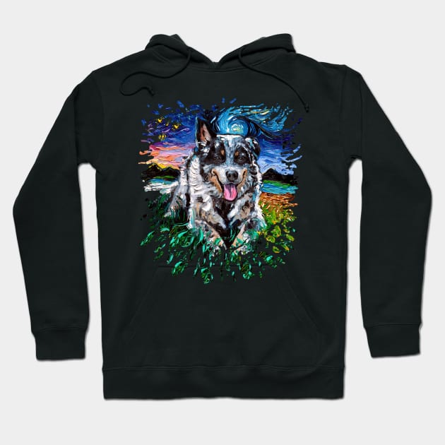 Australian Cattle Dog Night Hoodie by sagittariusgallery